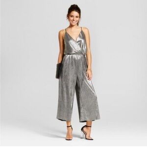 Metallic Silver Strappy Jumpsuit
